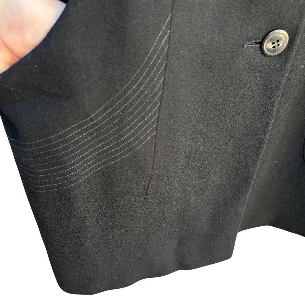 Alorna Vintage‎ 80s Black Wool Blend Collared Car Coat XL Tailored Retro Luxury